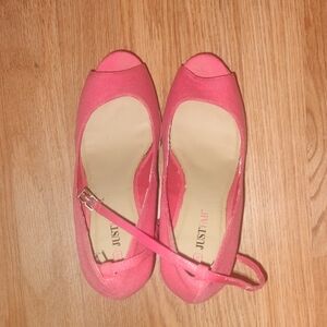 JustFab Vibrant Pink Peep Toe Heels